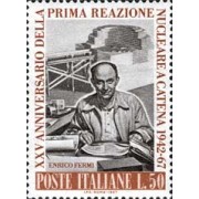 Italia  991 1967 25º Aniv. 1ª reacción nuclear en cadena Enrico Fermi-Lujo