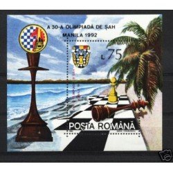 AJZ1  Rumanía  BF 218 BL 273 1992 Ajedrez MNH