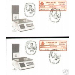 <div><strong>ATMs Etiqueta Postal Conmemorativa N</strong><strong>º 10a/b Exfilna 87 </strong><strong>en sobre </strong></div>