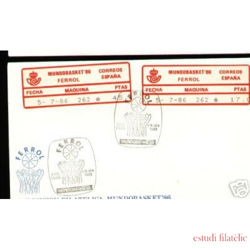 <div><strong>Etiqueta Postal Conmemorativa N</strong><strong>º 4 c/d Mundobasket 86 en sobre<br />
</strong></div>
