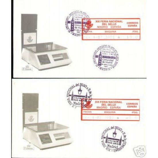 <div><strong>ATMs Etiqueta Postal Conmemorativa N</strong><strong>º 9 a/b XIX Feria Nacional del Sello </strong><strong>en sobre </strong></div>