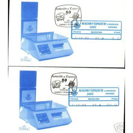 <div><strong>ATMs Etiqueta Postal Conmemorativa N</strong><strong>º 22a/b Aviación y Espacio </strong><strong>en sobre </strong></div>