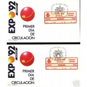 <div><strong>ATMs Etiqueta Postal Conmemorativa N</strong><strong>º 13a/b Expo 92 </strong><strong>en sobre </strong></div>