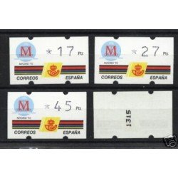 <div><strong>ATMs Kl&uuml;ssendorf Madrid 92 3 dígitos 4 valores Año 1992 con número<br
/>
</strong></div>