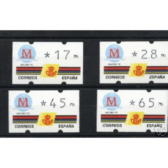 <div><strong>ATMs Kl&uuml;ssendorf Madrid 92 3 dígitos 4 valores Año 1993</strong></div>