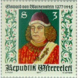 VAR3/S Österreich Austria Nº 1370 1977 6º Cent. del poeta Oswald von Wolkenstein Lujo VAR3/S Österreich Austria Nº 1370 1977 6º Cent. del poeta Oswald von Wolkenstein Lujo