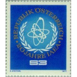 VAR3/ Österreich Austria Nº 1377 1977 20º Aniv. de la agencia inter. de energía atómica Lujo VAR3/ Österreich Austria Nº 1377 1977 20º Aniv. de la agencia inter. de energía atómica Lujo