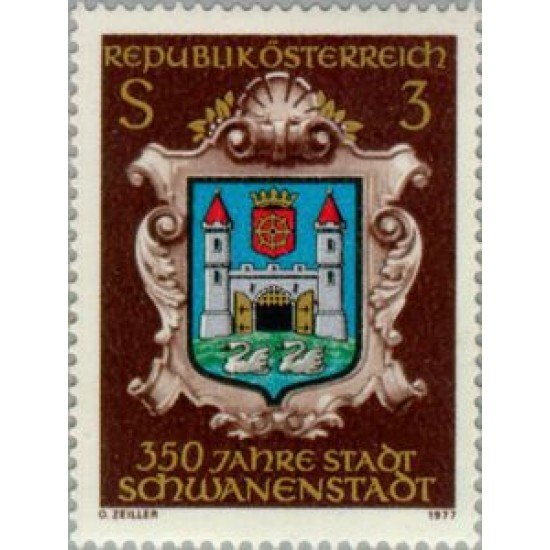 VAR3/S Österreich Austria Nº 1382 1977 350º Aniv. de la ciudad de Schwanenstadt Lujo VAR3/S Österreich Austria Nº 1382 1977 350º Aniv. de la ciudad de Schwanenstadt Lujo