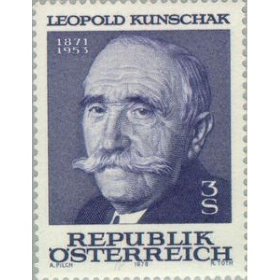 VAR3/S Österreich Austria Nº 1398 1978 25º Aniv. muerte de Léopold Kunschak Lujo VAR3/S Österreich Austria Nº 1398 1978 25º Aniv. muerte de Léopold Kunschak Lujo