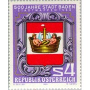 VAR3/S Österreich Austria  Nº 1460   1980  5º Centº de la ciudad de Baden