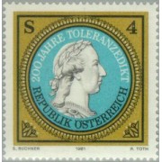 Öesterreich Austria - 1513  - 1981 200º Aniv. del edicto sobre la tolerancia Lujo