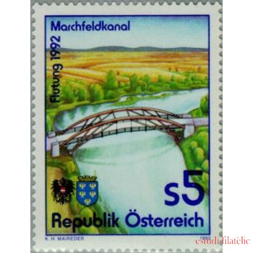 Öesterreich Austria  Nº 1907   1992  Realización del canal de Marchfeld Lujo
