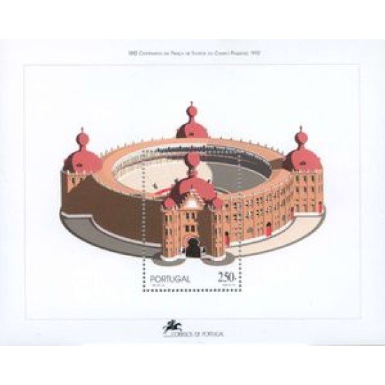 Portugal - 93-HB - 1992 Cent. de la plaza de toros  Campo Pequeno Hojita Bloque 1 val. nº 1923 Lujo