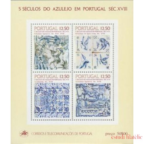 Portugal - 43-HB - 1983 5 Siglos de Azulejos Hojita Bloque 4 val. nº 1571-1582-1590-1593 Lujo
