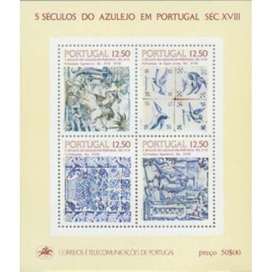Portugal - 43-HB - 1983 5 Siglos de Azulejos Hojita Bloque 4 val. nº 1571-1582-1590-1593 Lujo