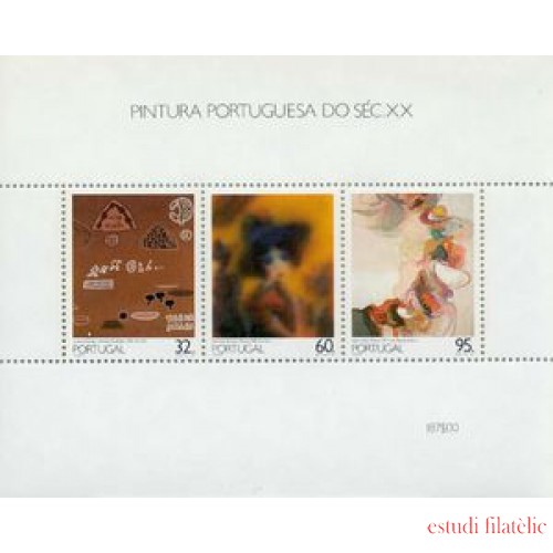 Portugal - 71-HB - 1990 Pinturas portuguesas del S XX Hojita Bloque 3 val. nº 1791/93 Lujo