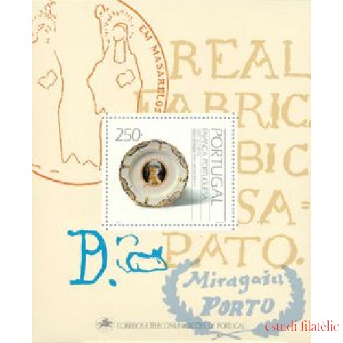 Portugal - 77-HB - 1991 Loza portuguesa, escudo Hojita Bloque de 1 val. nº 1832 Lujo