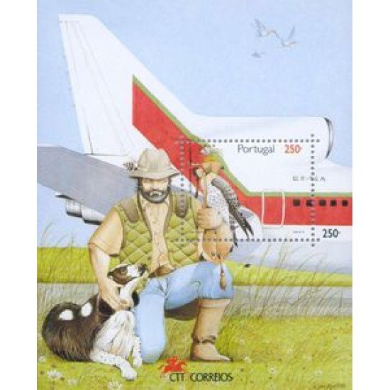 Portugal - 104-HB - 1994 Arte de la cetrería Fauna Ave Hojita Bloque 1 val. nº 2018 Lujo
