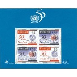 Portugal - 109-HB - 1995 50º Aniv. de la ONU Hojita Bloque 4 sellos 2 nº 2054+2 nº 2055 Lujo Portugal - 109-HB - 1995 50º Aniv. de la ONU Hojita Bloque 4 sellos 2 nº 2054+2 nº 2055 Lujo