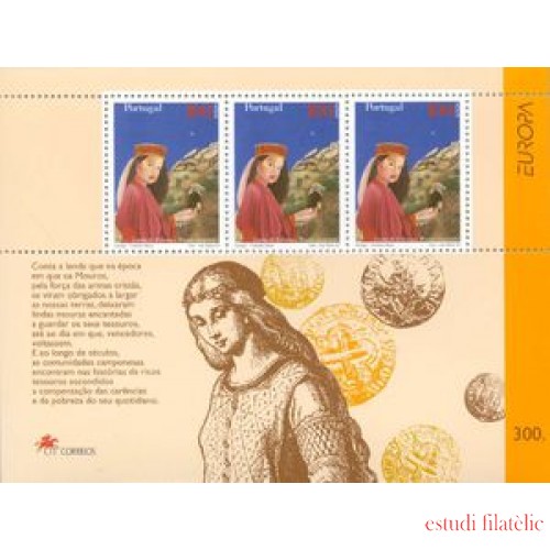 Portugal - 128-HB - Europa Cuentos y leyendas Hojita Bloque 3 sellos nº 2161 Lujo