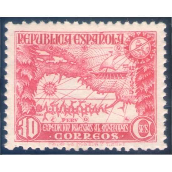 España Spain 694 1935 Expedición Amazonas Mapas Barco MNH España Spain 694 1935 Expedición Amazonas Mapas Barco MNH