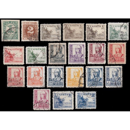 España Spain 814/31 + 816A/B/23A 1937-40 Cifras, Cid e Isabel Usados España Spain 814/31 + 816A/B/23A 1937-40 Cifras, Cid e Isabel Usados