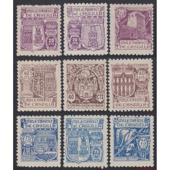 España Spain 974/82 1944 Milenario de Castilla MNH sombras España Spain 974/82 1944 Milenario de Castilla MNH sombras