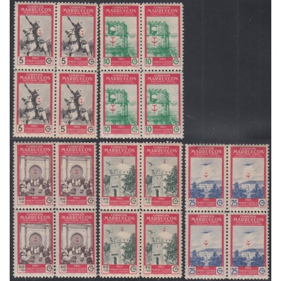 Marruecos Morocco 325/29 Bl.4 1950 Pro tuberculosos MNH