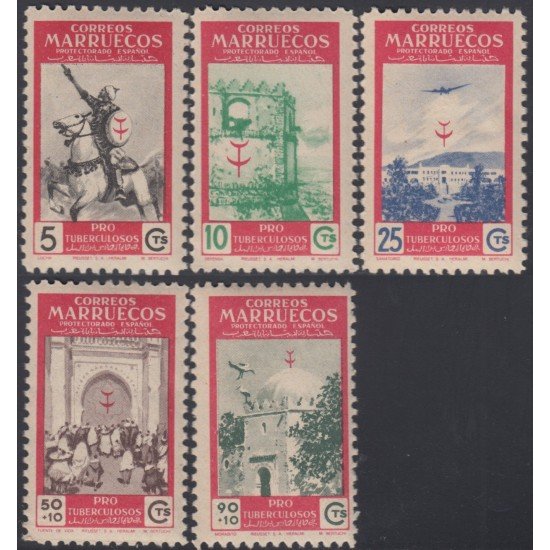 Marruecos Morocco 325/29 1950 Pro tuberculosos MNH Marruecos Morocco 325/29 1950 Pro tuberculosos MNH