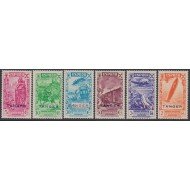 Tanger B - 17/22 1941 Beneficencia Historia correo Caballo avión Horse plane MNH