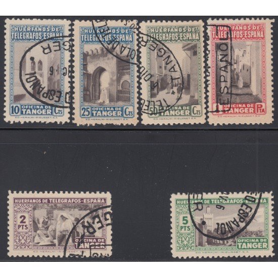 Tanger nº B - 41/46 1946 Beneficencia Huérfanos telégrafos Usados