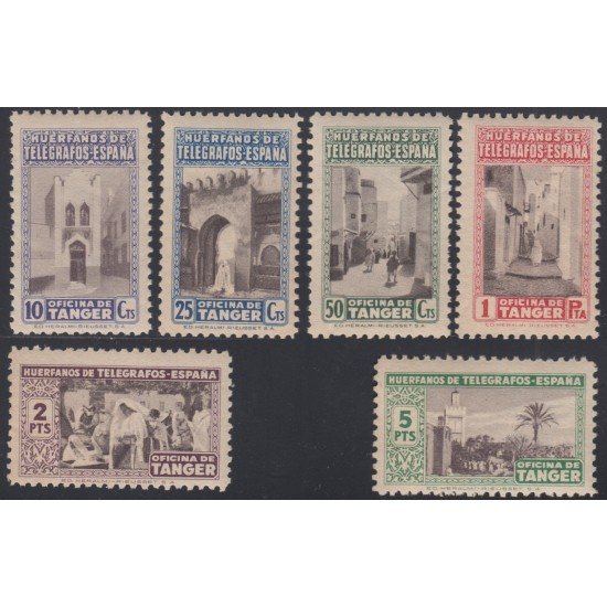 Tanger nº B - 41/46  1946 Beneficencia Huérfanos telégrafos MNH