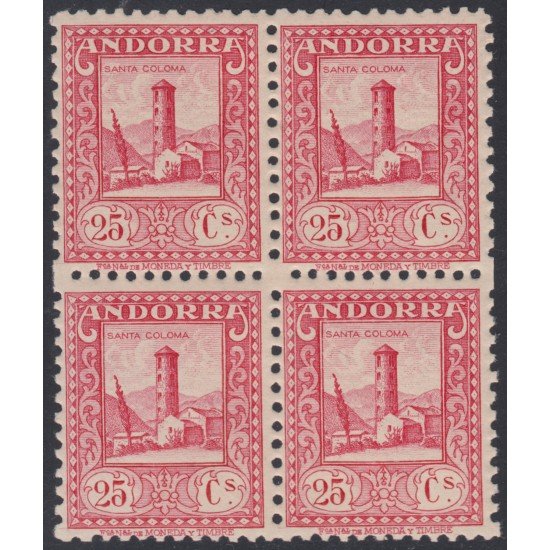Andorra Española 20d  BL.4 ( 15d/24d ) 1931  VARIEDAD DENTADO MNH