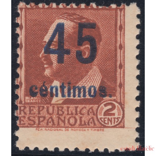 España Spain NE 28 1938 No Emitido No expendido Blasco Ibañez MNH 