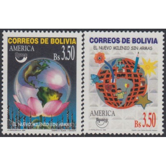 Bolivia 1036/37 1999 América Upaep Nuevo milenio sin armas MNH Bolivia 1036/37 1999 América Upaep Nuevo milenio sin armas MNH