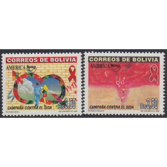 Bolivia 1061/62 2000 América Upaep Campaña contra el Sida MNH Bolivia 1061/62 2000 América Upaep Campaña contra el Sida MNH