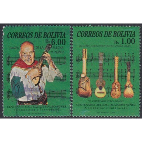 Bolivia 1110/11 2002 Centenario del nacimiento de Mauro Núñez Usado Bolivia 1110/11 2002 Centenario del nacimiento de Mauro Núñez Usado