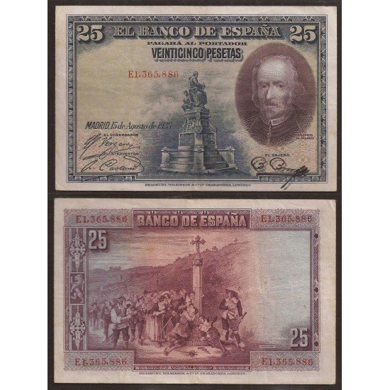 España 25 Ptas Madrid 15 agosto 1928  Madrid  Variedad - Doble firma Cajero - Calderón de la Barca