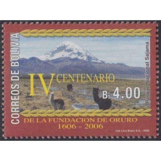 Bolivia 1228 2006 IV Centenario de la Fundación de Oruro LLama MNH Bolivia 1228 2006 IV Centenario de la Fundación de Oruro LLama MNH