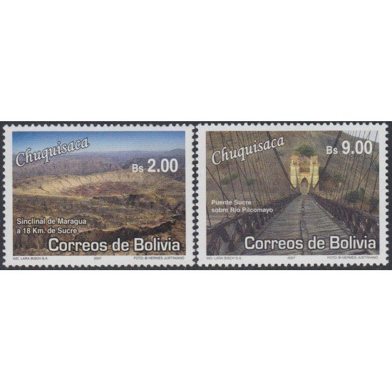 Bolivia 1320/21 2007 Turismo Departamento de Chuquisaca Puente MNH Bolivia 1320/21 2007 Turismo Departamento de Chuquisaca Puente MNH