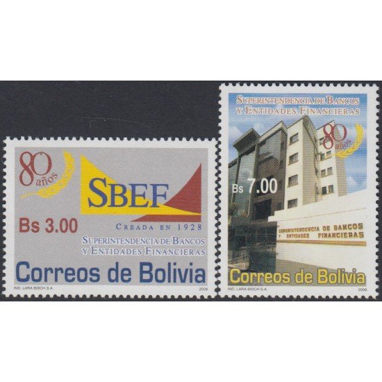 Bolivia 1344/45 2008 Superintendencia de Bancos y entidades financieras MNH Bolivia 1344/45 2008 Superintendencia de Bancos y entidades financieras MNH
