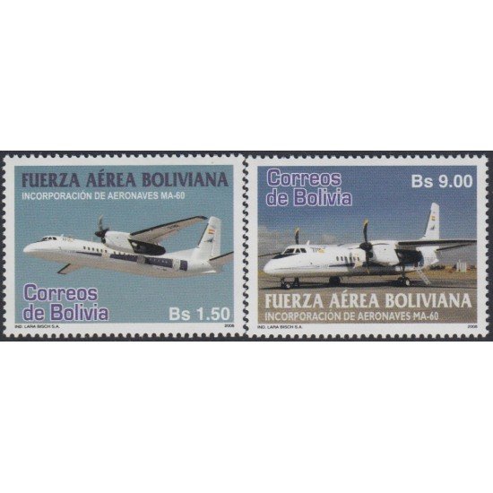 Bolivia 1346/47 2008 Fuerza Aérea Boliviana Aviones MNH Bolivia 1346/47 2008 Fuerza Aérea Boliviana Aviones MNH