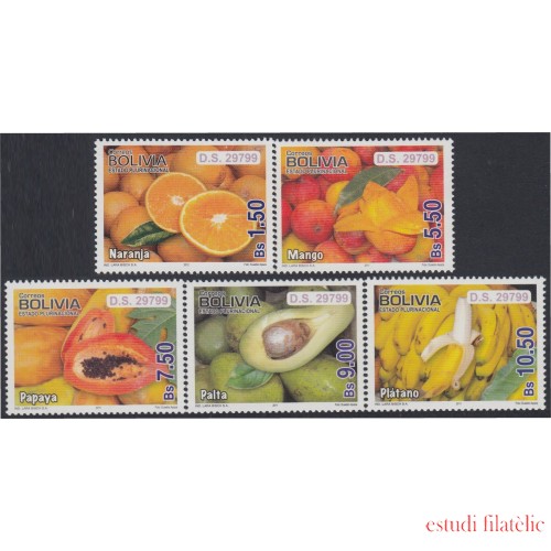 Bolivia 1437/41 2011 Flora Frutas Papaya Plátano Mango Naranja MNH