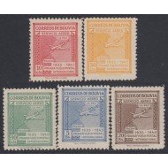 Bolivia A-77/81 1945 10 Aniversario del 1er vuelo postal Int. La Paz- Tacna MNH