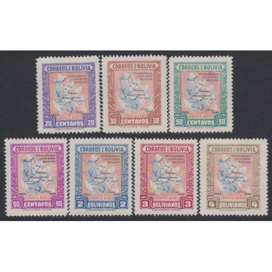 Bolivia A-82/88 1945 20 Aniversario de Lloyd Aéreo Boliviano MNH Bolivia A-82/88 1945 20 Aniversario de Lloyd Aéreo Boliviano MNH