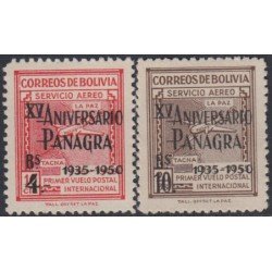Bolivia A-105/106 1950 15º del servicio aéreo postal timbres de 1945 MNH Bolivia A-105/106 1950 15º del servicio aéreo postal timbres de 1945 MNH