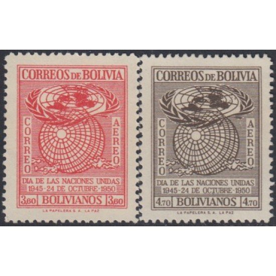 Bolivia A-115/16 1950 Día de las Naciones Unidas MNH Bolivia A-115/16 1950 Día de las Naciones Unidas MNH