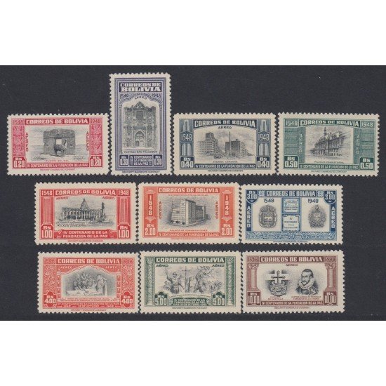 Bolivia A-117/126 1951 4º Centenario de la Fundación de La Paz MNH Bolivia A-117/126 1951 4º Centenario de la Fundación de La Paz MNH