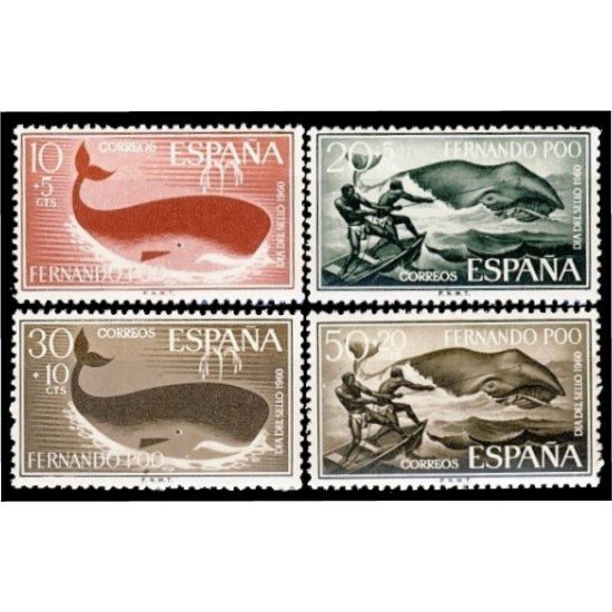 Fernando Poo 192/95  1960 Dia del Sello Fauna marina MNH