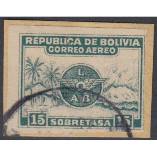 Bolivia A-1 1928 Serie antigua Timbre Postal Aéreo Sin Dentar Usado Bolivia A-1 1928 Serie antigua Timbre Postal Aéreo Sin Dentar Usado